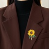 image:imageSunflower Brooch Enamel Pin Pearl Rhinestone Yellow Flower Green Leaf Lapel Pin For Clothing Suit Dress Scarf Hat Bag DecorationYellow