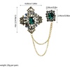 image:imageVintage Crystal Pearl Long Chain Brooches for Women Men Simulated Emerald Green Rhinestone Geometry Rectangle Lapel Brooch Pin Court Suit Shirt AccessoriesGreen