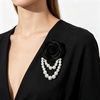 image:imageVintage Fabric Camellia Flower Pearl Tassel Statement BroochBlack