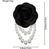 image:imageVintage Fabric Camellia Flower Pearl Tassel Statement BroochBlack