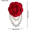 image:imageVintage Fabric Camellia Flower Pearl Tassel Statement BroochRed