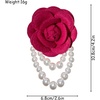 image:imageVintage Fabric Camellia Flower Pearl Tassel Statement BroochRose Red