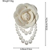 image:imageVintage Fabric Camellia Flower Pearl Tassel Statement BroochWhite