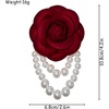 image:imageVintage Fabric Camellia Flower Pearl Tassel Statement BroochWine Red