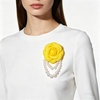 image:imageVintage Fabric Camellia Flower Pearl Tassel Statement BroochYellow