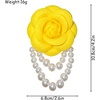 image:imageVintage Fabric Camellia Flower Pearl Tassel Statement BroochYellow