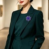 image:imageVintage Rhinestone Flower Brooch Pin Multi Shade Crystal Floral Lapel Pin Statement Dress Scarf Brooch for WomenBlue