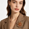 image:imageVintage Rhinestone Flower Brooch Pin Multi Shade Crystal Floral Lapel Pin Statement Dress Scarf Brooch for WomenBrown