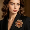 image:imageVintage Rhinestone Flower Brooch Pin Multi Shade Crystal Floral Lapel Pin Statement Dress Scarf Brooch for WomenBrown