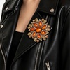 image:imageVintage Rhinestone Flower Brooch Pin Multi Shade Crystal Floral Lapel Pin Statement Dress Scarf Brooch for WomenBrown