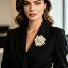 image:imageVintage Rhinestone Flower Brooch Pin Multi Shade Crystal Floral Lapel Pin Statement Dress Scarf Brooch for WomenGold