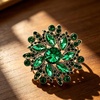image:imageVintage Rhinestone Flower Brooch Pin Multi Shade Crystal Floral Lapel Pin Statement Dress Scarf Brooch for WomenGreen