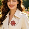 image:imageVintage Rhinestone Flower Brooch Pin Multi Shade Crystal Floral Lapel Pin Statement Dress Scarf Brooch for WomenRed