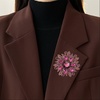 image:imageVintage Rhinestone Flower Brooch Pin Multi Shade Crystal Floral Lapel Pin Statement Dress Scarf Brooch for WomenViolet