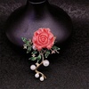 image:imageWCRAZYE Pearl Flower Brooches Pin for Women Girls Gold Plated Fashion Elegant Green Leaf Botanical Floral Lapel Brooch Dress Accessories Cute Wedding Valentines Day Birthday Jewelry Gift SouvenirFlower Brooch 2