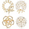image:image4 PCS Brooches and Pins for Women Crystal Flower Pearl Brooch Fashion Elegant Flower Broach for Wedding Clothing Accessory Christmas Gift