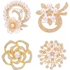 image:image4 PCS Brooches and Pins for Women Crystal Pearl Broach Flower Brooch Fashion Elegant for Wedding Clothing Accessory Christmas Gift