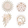 image:image4 Pcs Pearl Brooches and Pins for Women Crystal Gold Brooch Pin Elegant for Women Daily Wear and Commemorative Wedding Bouquet Crafts