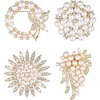 image:image4PCS Pearl Brooches and Pins for Women Gold Crystal Floral Pins Crystal Flower Pearl Brooch Rhinestone Brooch Pin Accessories for Wedding Christmas Mother Clothes Bouquets Decor