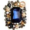 image:imageAntique Rhinestone Rectangle Statement Brooch Pin for Women Men Vintage Baroque Elegant Rectangle Crystal Lapel Pin Wedding Christmas Festival Ornament JewelryBlue