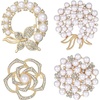 image:imageBrooches and Pins for Women 4pcs Crystal Pearl Brooch Set