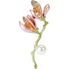 image:imageGBAHFY Magnolia Brooch Pin Enamel Floral Lapel With Pearl Crystal Elegant Suit Dress Wedding Party Fashion Jewelry GiftPink