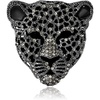 image:imageMALOYANVE Rhinestone Leopard Head Brooch Pin Vintage Black Enamel Spotted Animal Cheetah Brooch Crystal Pins for Suit Scarf Bag Hat Decoration Accessory Jewelry for WomenBlack