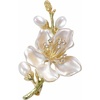image:imagePeach Blossom Brooch for Women Pearl and Rhinestone Floral Lapel Pin Pink Enamel Flower Jewelry for Dresses Coats and Scarves Romantic Spring Summer Style Accessory for Parties and WeddingsWhite