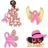 image:imagePink Ribbon Pin Breast Cancer Gifts for Women Girls Breast Cancer Awareness Lapel Pins Hope Love Fight Hope Official Ribbon Pins Breast Cancer Brooch4Pcs