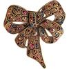 image:imageVintage Bow Brooch Crystal Rhinestone Retro Filigree Pin Hollow Out Bowknot Brooch Multi Color Pin Antique Gold Silver Tone For Clothing Wedding Party WomenColorful