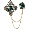 image:imageVintage Crystal Pearl Long Chain Brooches for Women Men Simulated Emerald Green Rhinestone Geometry Rectangle Lapel Brooch Pin Court Suit Shirt AccessoriesGreen