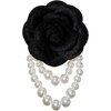 image:imageVintage Fabric Camellia Flower Pearl Tassel Statement BroochBlack