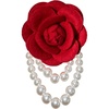image:imageVintage Fabric Camellia Flower Pearl Tassel Statement BroochRed