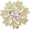 image:imageVintage Rhinestone Flower Brooch Pin Multi Shade Crystal Floral Lapel Pin Statement Dress Scarf Brooch for WomenGold
