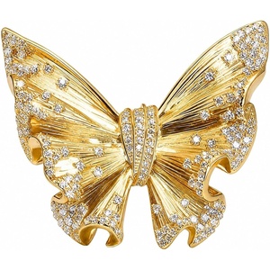 image:image1 Piece Butterfly Crystal Brooch Pin for Women Dress Shirt JewelryGold