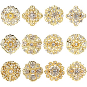 image:image12 PCS Gold Rhinestone Brooch Pin Gold Flower Brooch for Women