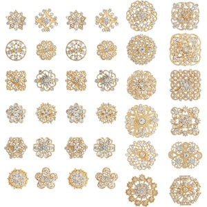 image:image1236 Pieces Wedding Bouquet Brooches for Women Fashion Rhinestone Bulk Flower Brooch Pins for CraftsGold36pcs