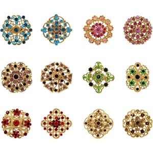 image:image1236 Pieces Wedding Bouquet Brooches for Women Fashion Rhinestone Bulk Flower Brooch Pins for CraftsMulticolor12pcs
