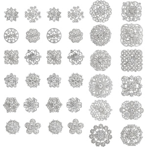 image:image1236 Pieces Wedding Bouquet Brooches for Women Fashion Rhinestone Bulk Flower Brooch Pins for CraftsSilver36pcs