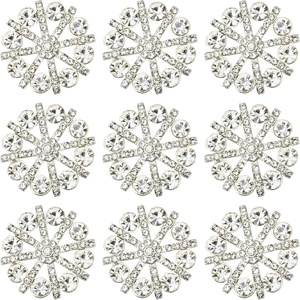 image:image24 pcs Pearl Buttons Rhinestone Crystal Gold Flatback Beads Brooches Elegant Embellishment Accessory DIY Craft for Wedding Party Bags Shoes Dress Home Decoration 287mm Upgraded Design GoldRound Rhinestone Silver