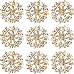 image:image24 pcs Pearl Buttons Rhinestone Crystal Gold Flatback Beads Brooches Elegant Embellishment Accessory DIY Craft for Wedding Party Bags Shoes Dress Home Decoration 287mm Upgraded Design GoldRound Rhinestone Gold