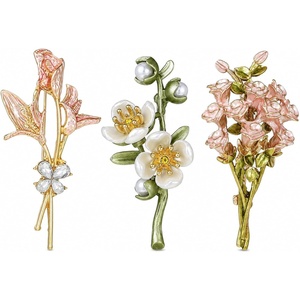 image:image3Pcs Vintage Rhinestone Lily Rose Brooch Set