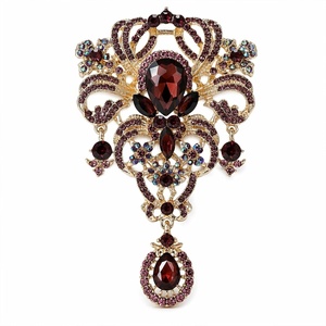 image:imageBlack Large Flower Shape Brooches Elegant Accessory for Clothing and Bags Versatile Wear for Various Occasions Classic Black Color Design Secure Pin ClosurePurple
