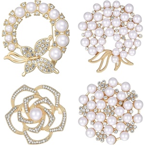 image:imageBrooches and Pins for Women 4pcs Crystal Pearl Brooch Set