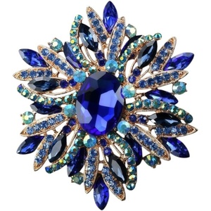 image:imageCrystal Flower Brooch Retro Elegant Colorful Rhinestone Brooch Pin for Wedding Party Clothing Hat Bag AccessoryA blue