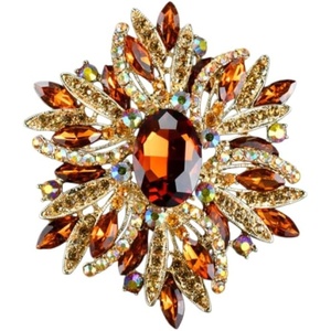 image:imageCrystal Flower Brooch Retro Elegant Colorful Rhinestone Brooch Pin for Wedding Party Clothing Hat Bag AccessoryA brown