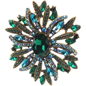 image:imageCrystal Flower Brooch Retro Elegant Colorful Rhinestone Brooch Pin for Wedding Party Clothing Hat Bag AccessoryA green