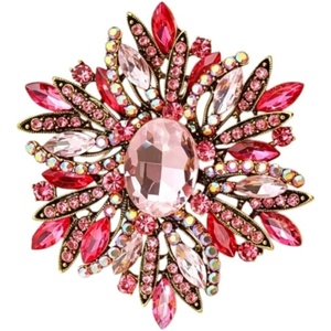 image:imageCrystal Flower Brooch Retro Elegant Colorful Rhinestone Brooch Pin for Wedding Party Clothing Hat Bag AccessoryA pink