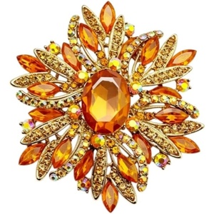 image:imageCrystal Flower Brooch Retro Elegant Colorful Rhinestone Brooch Pin for Wedding Party Clothing Hat Bag AccessoryA yellow