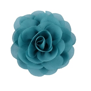 image:imageDainty Chiffon Fabric Flower Small Brooch for Women Elegant 3D Rose Floral Hair Clip Lapel Pins for Dresses Suit Holiday Party Dance Banquet Clothing Accessory Jewelry 85mm Teal BlueTeal Blue